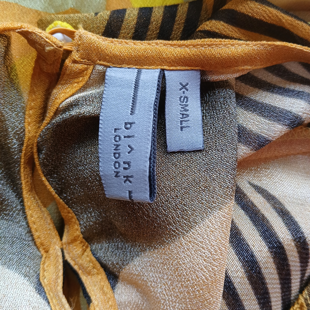 BL^NK LONDON MIRANDA PEASANT BOHO Yellow Patterned Women's Top BLIUSE . - Picture 10 of 15